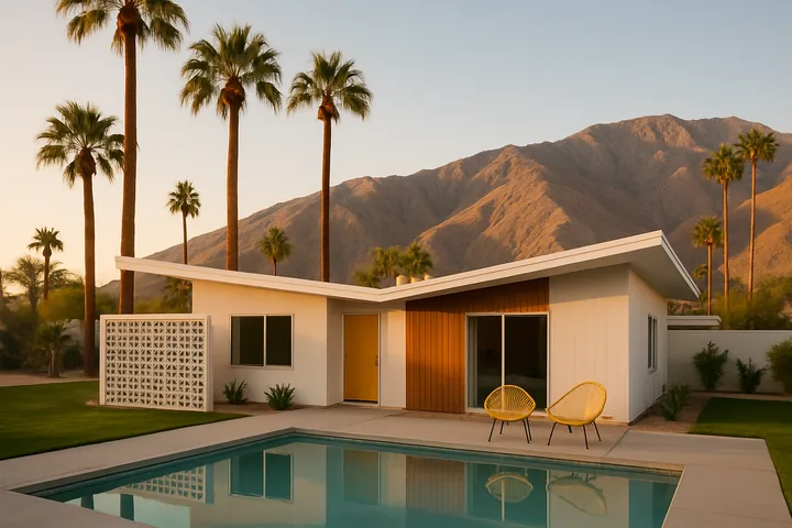 Palm Springs mid-century modern 2BR Twin Palms STR